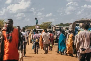 A group of displaced people in Sudan