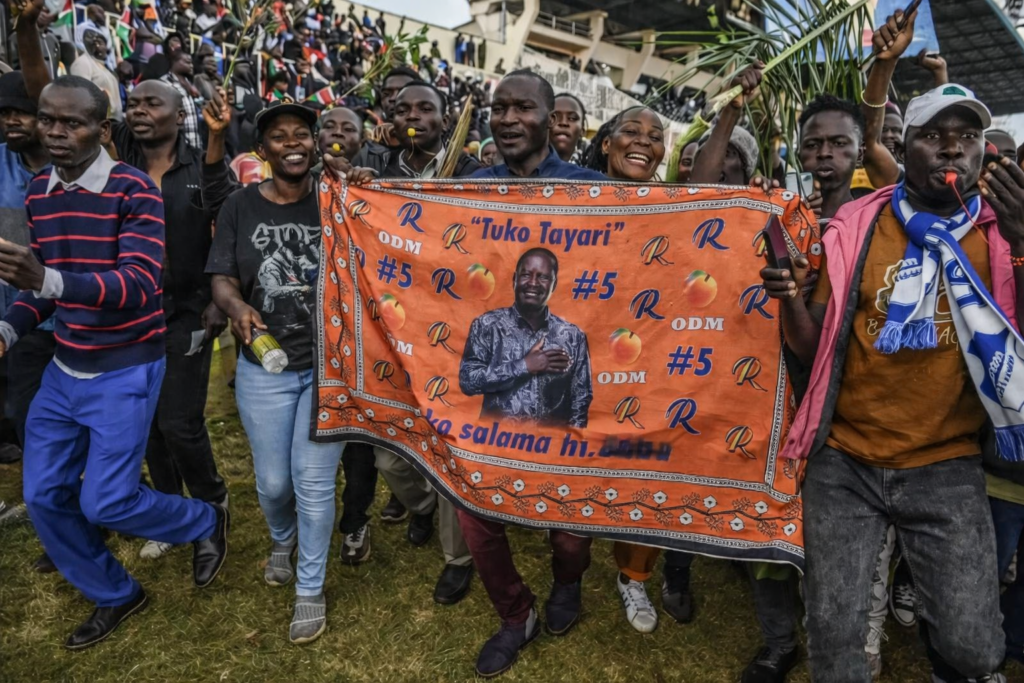 Crowds mourn at Raila Odinga’s state funeral at Nyayo Stadium, Nairobi, on October 17, 2025, after his death in India.