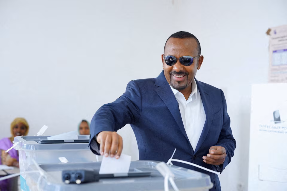 Ethiopia's Prime Minister Abiy Ahmed votes during the parliamentary and regional elections at a polling centre in Jimma, Oromia Region, Ethiopia, June 1, 2026. Ethiopia News Agency/Handout via REUTERS